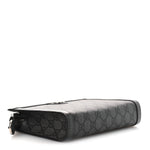 GG Supreme Monogram Textured Dollar Calfskin Web Small Ophidia Shoulder Bag Grey Black Graphite Grey