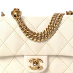 Caviar Quilted Mini Sweetheart Flap White