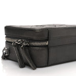 Metallic Caviar Quilted Small CC Filigree Vanity Case Dark Silver