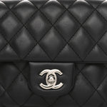Calfskin Quilted CC Uniform Flap Belt Bag Black