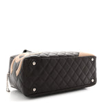Calfskin Quilted Cambon Large Bowler Brown Beige