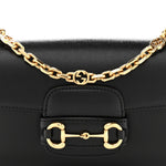 Azalea Calfskin Small Horsebit 1955 Chain Shoulder Bag Black