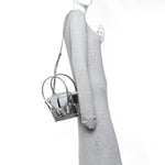 Mirror Laminated Nappa Maxi Intrecciato Mini Arco  Silver