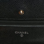 Caviar Quilted Wallet on Chain WOC Black