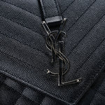 Grain De Poudre Textured Mixed Matelasse Triquilt Medium Monogram Satchel Black