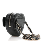 Lambskin Quilted CC In Love Heart Waist Belt Bag With Chain Black