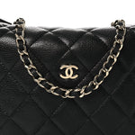 Caviar Quilted Hobo Clutch With Chain Black