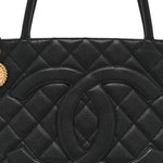 Caviar Quilted Medallion Tote Black