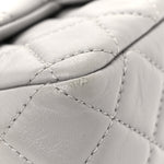 Lambskin Quilted Mini Rectangular Pearl Crush Flap Grey