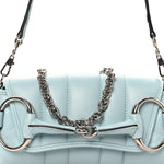 Nappa Vertical Matelasse Medium Maxi Horsebit Chain Shoulder Bag Crystal Snow