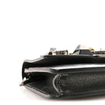 Glossy Calfskin Crystal Studded Tube Wallet On Chain Graphite