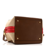 Smooth Calfskin Canvas Medium Cube Bowling Bag Malt Brown