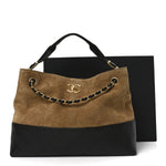 Suede Calfskin Shiny Lambskin Quilted Small Coco Base Shopping Bag Beige Black
