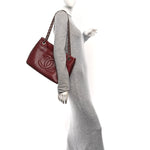 Caviar Quilted Large Timeless CC Soft Tote Dark Red