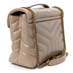 Calfskin Y Quilted Monogram Small Loulou Chain Satchel Dark Beige