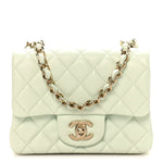 Lambskin Quilted Mini Square Flap Light Green