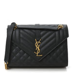 Grain De Poudre Textured Mixed Matelasse Triquilt Medium Monogram Satchel Dark Smog