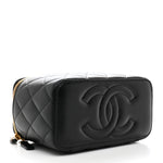 Lambskin Enamel Quilted Small Coco Hearts Vanity Case With Chain Black