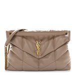Lambskin Quilted Medium Loulou Puffer Monogram Chain Satchel Dark Beige