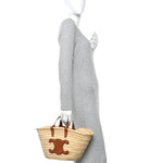Raffia Calfskin Triomphe Teen Panier Tan