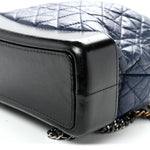 Aged Calfskin Quilted Gabrielle Backpack Navy Black