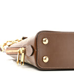 GG Supreme Monogram Azalea Calfskin Small Horsebit 1955 Top Handle Bag Beige Ebony Brown Sugar