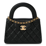 Shiny Aged Calfskin Quilted Nano Kelly Shopper Black