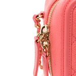 Caviar Quilted Small CC Filigree Vanity Case Coral