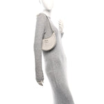Satin Mini Crystal Vlogo Hobo Bag Silver