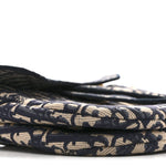Oblique Embroidered Saddle Bag Blue
