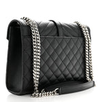 Grain De Poudre Textured Mixed Matelasse Triquilt Medium Monogram Satchel Black