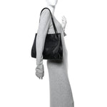 Calfskin Crocodile Embossed Monogram Medium Niki Shopping Bag Black