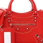 Supple Grained Calfskin Classic Silver Hardware Highlight Mini City Rouge Fraise