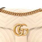 Calfskin Matelasse Small GG Marmont Shoulder Bag White
