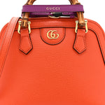 Textured Dollar Calfskin Mini Diana Dome Tote Bag Deep Orange Spicy Cyclamin