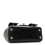 Calfskin Crocodile Embossed Mini Bel Air Carry All Bag Black