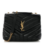Calfskin Y Quilted Monogram Small Loulou Chain Satchel Black