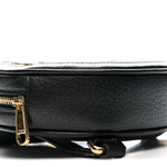 Grained Calfskin Web Mini Ophidia Round Shoulder Bag Black