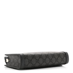 GG Supreme Monogram Textured Dollar Calfskin Web Small Ophidia Shoulder Bag  Grey Black Graphite Grey