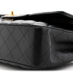 Lambskin Quilted Medium Double Flap Black