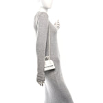 Calfskin Logo Crocodile Embossed Mini Ville Top Handle Bag White Black