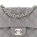 Caviar Quilted Mini Rectangular Flap Grey
