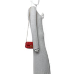 Calfskin Matelasse Super Mini GG Marmont Shoulder Bag Hibiscus Red