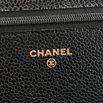 Caviar Quilted Wallet on Chain WOC Black