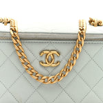 Caviar Quilted Sweetheart Vanity Case Bleu Clair