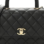 Caviar Quilted Mini Coco Handle Flap Black