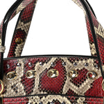 Snakeskin Large Arli Top Handle Bag Pink Beige