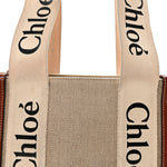 Cotton Calfskin Medium Woody Ribbon Tote White Brown