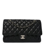 Caviar Quilted Medium Double Flap Black