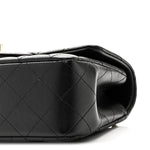 Lambskin Quilted Mini Top Handle Rectangular Flap Black